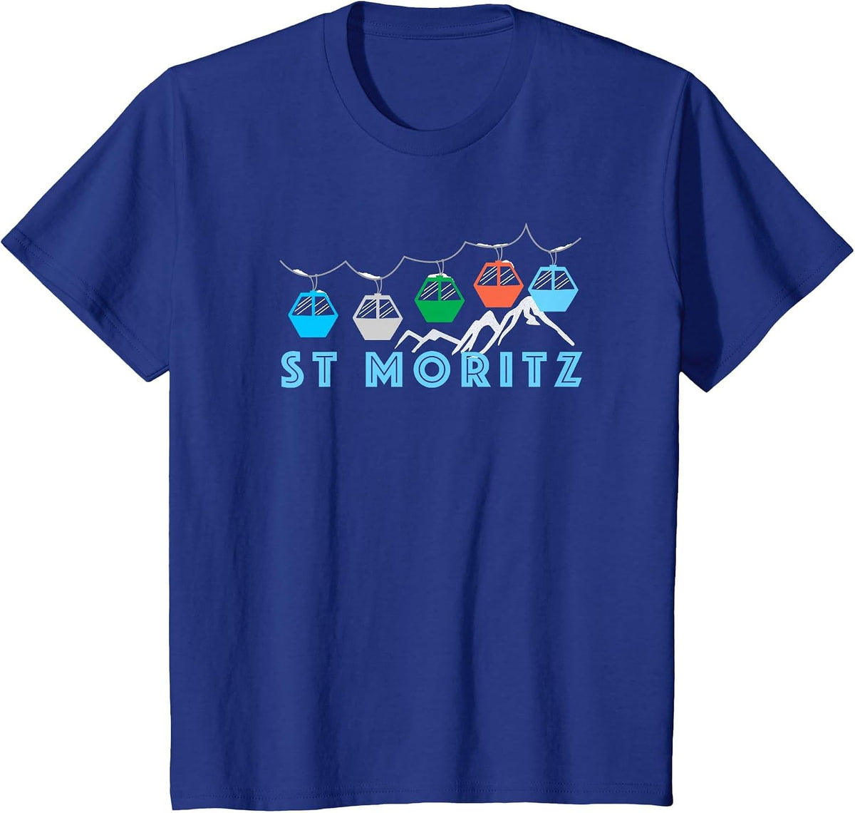 St. Moritz Ski Mountain Gondola - St. Moritz, Switzerland T-Shirt - Royal Blue