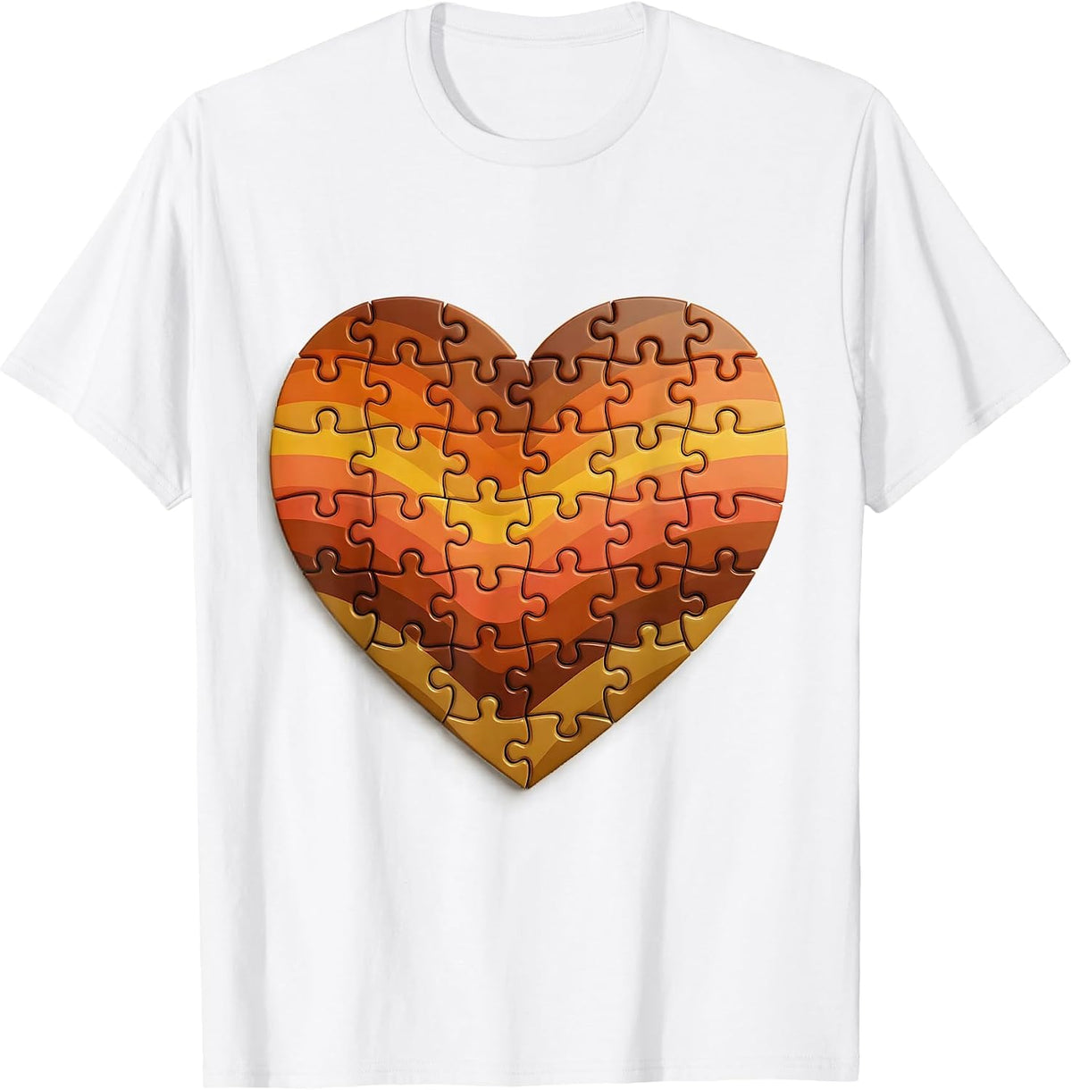 Men's Down Syndrome Awareness Puzzle Piece Heart T-Shirt - White