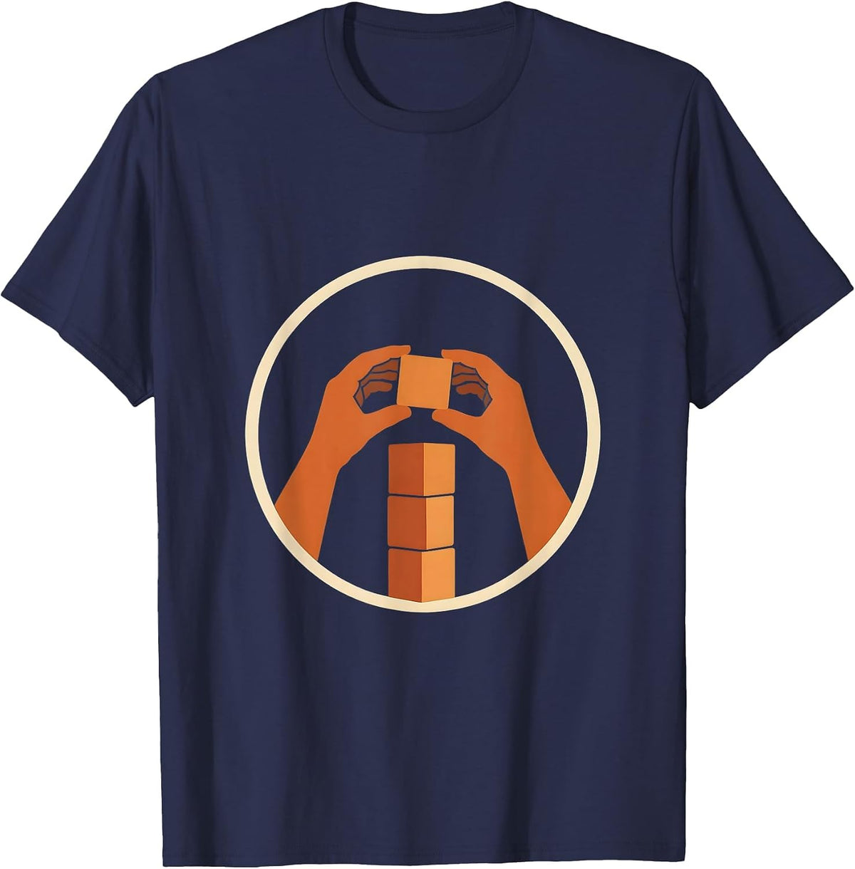 Play Is Learning Colorful Blocks Tower Design T-Shirt - Navy Blue
