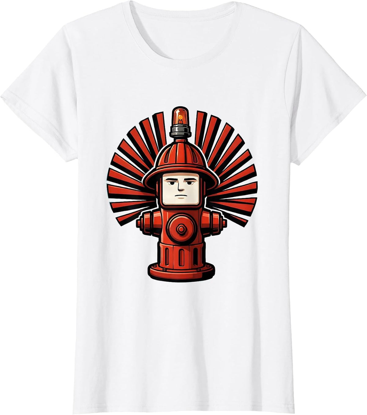 Fire Hydrant Mascot Helmet Funny Firefighter Humor T-Shirt - White