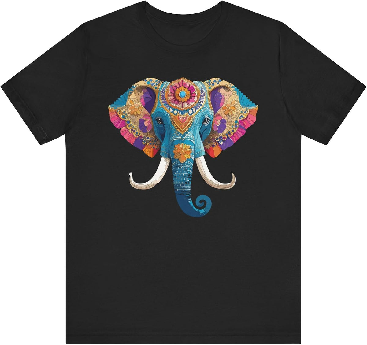 Elephant Graphic Design Tee, Elephant Shirt, Vintage Tees, Art Design T-Shirt, Animal Graphic Tee, Animal Shirts 2 - Black