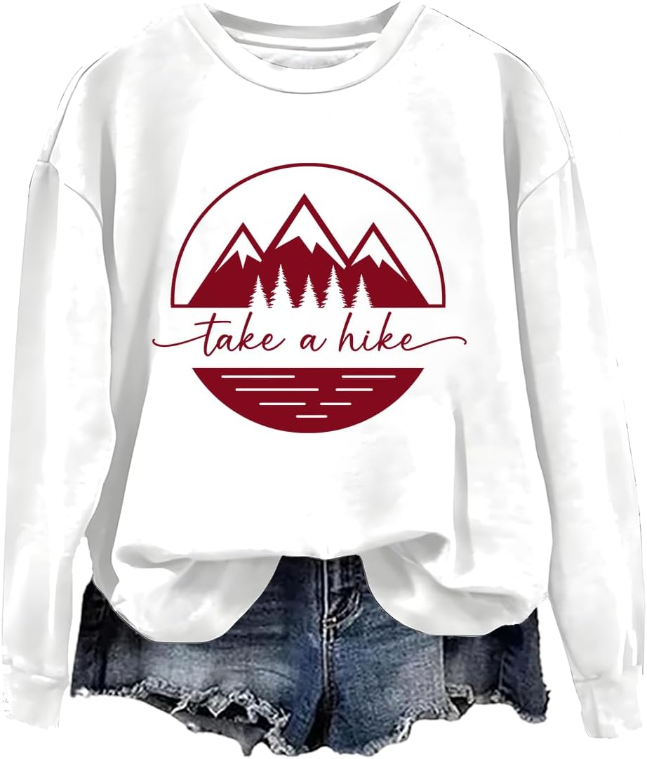 Take A Hike Sweatshirt, Take A Hike Long Sleeve Shirt, Take A Hike Sweatshirt Crew Neck, Hiking Sweatshirt - White