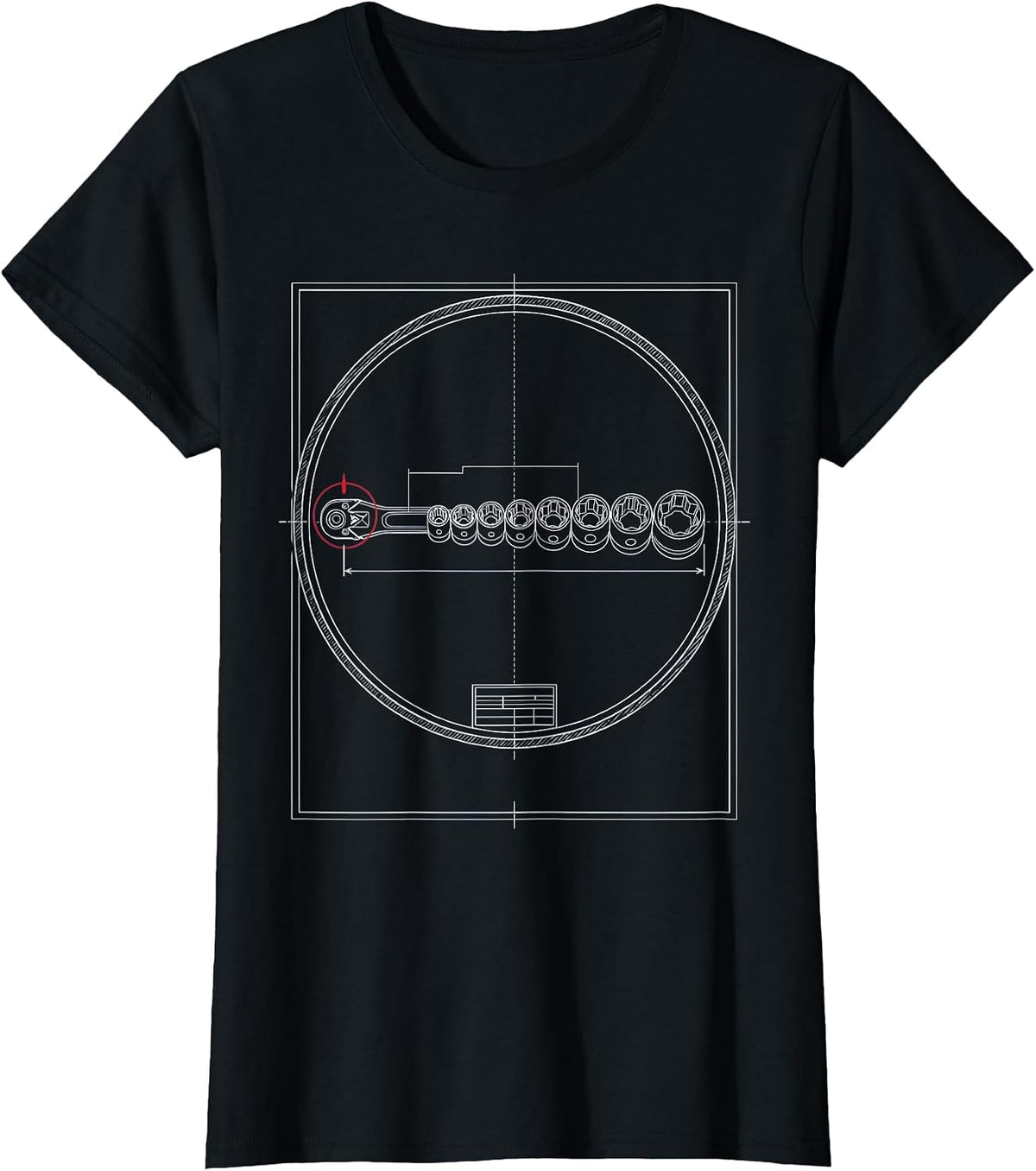 Socket Wrench Set Mechanic Tool Illustration T-Shirt - Black