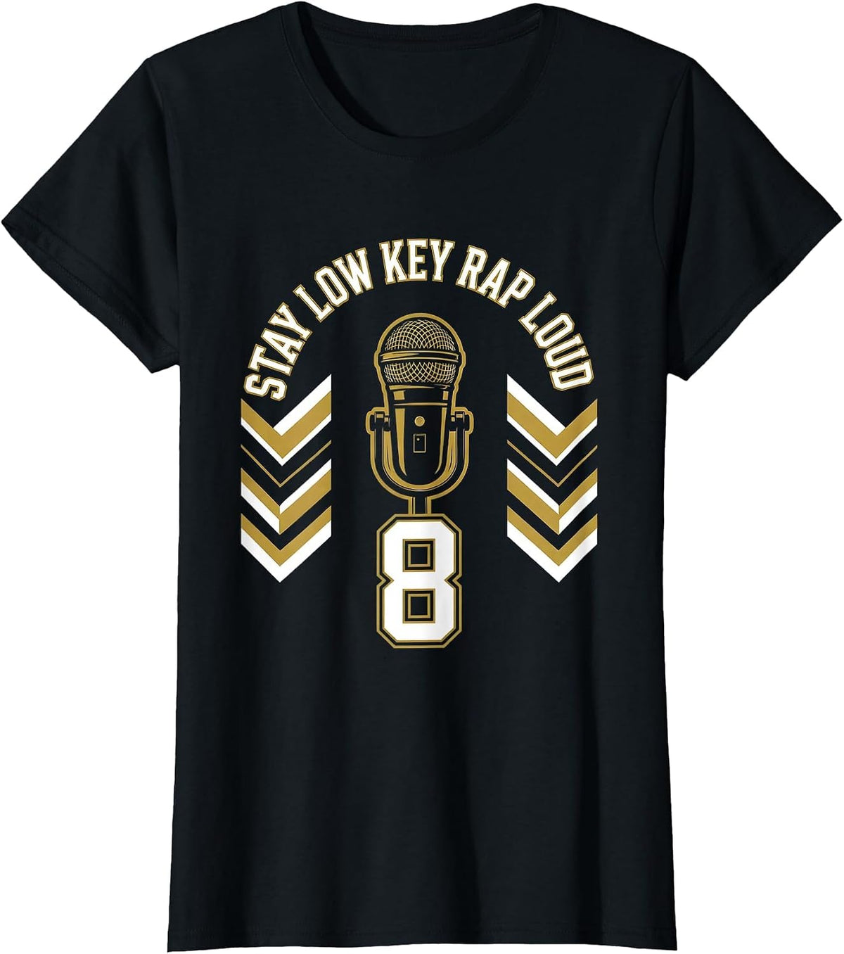 Women's Stay Low Key Rap Loud Hip Hop Graphic Design T-Shirt - Black