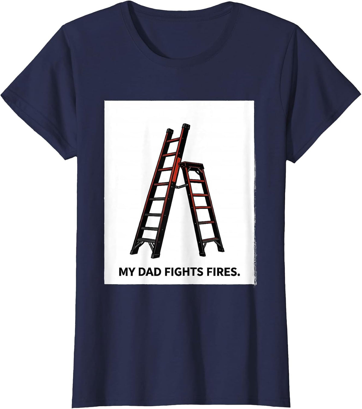 Women's My Dad Fights Fires Minimalist Firefighter Toddler Birthday T-Shirt - Navy Blue