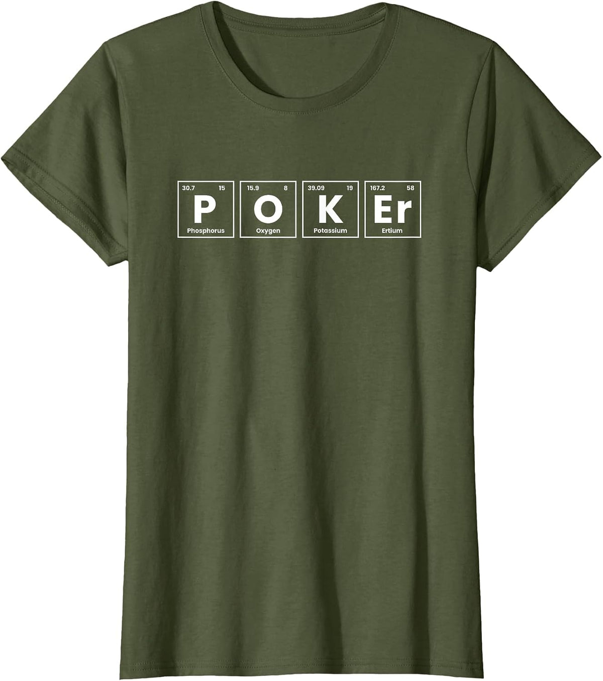 Periodic Table Poker Players T-Shirt - Olive Green