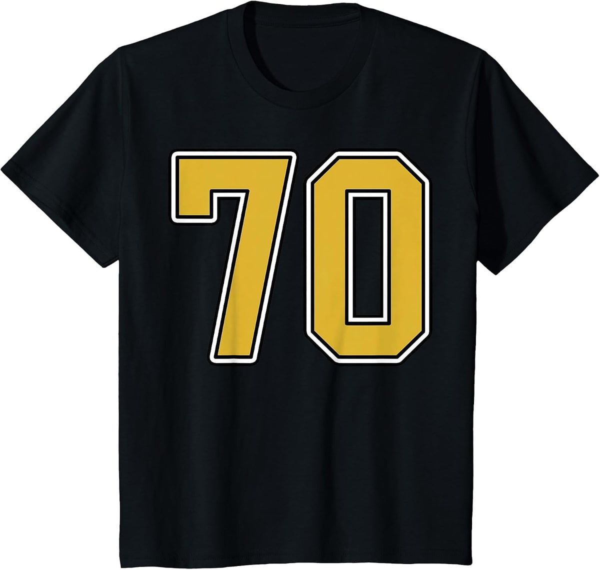 Old Gold Black White Sports Number 70 Jersey Uniform Player T-Shirt - Black