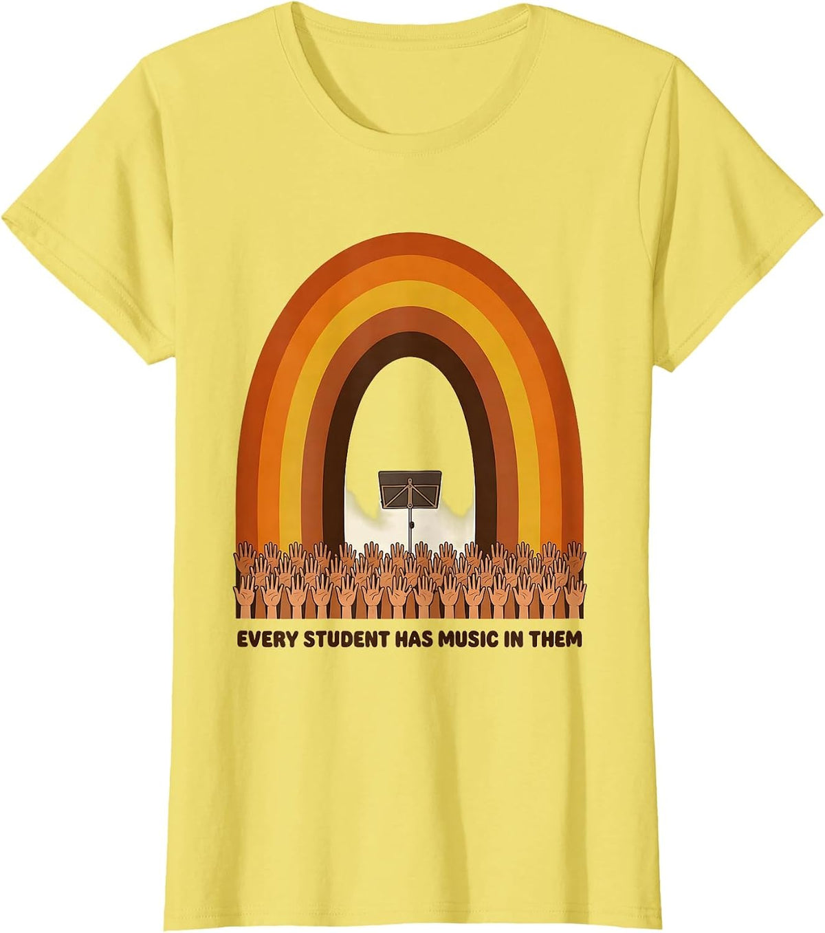 Women's Every Student Has Music In Them Retro 70s Music Teacher T-Shirt - Lemon Yellow