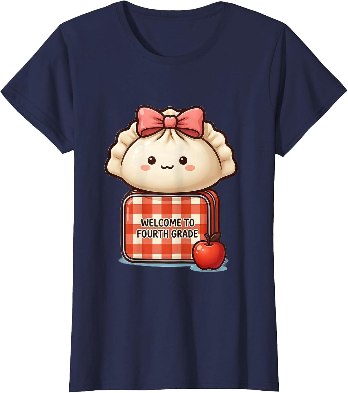 Women's Welcome to Fourth Grade Cute Dumpling Girl First Day T-Shirt - Navy Blue