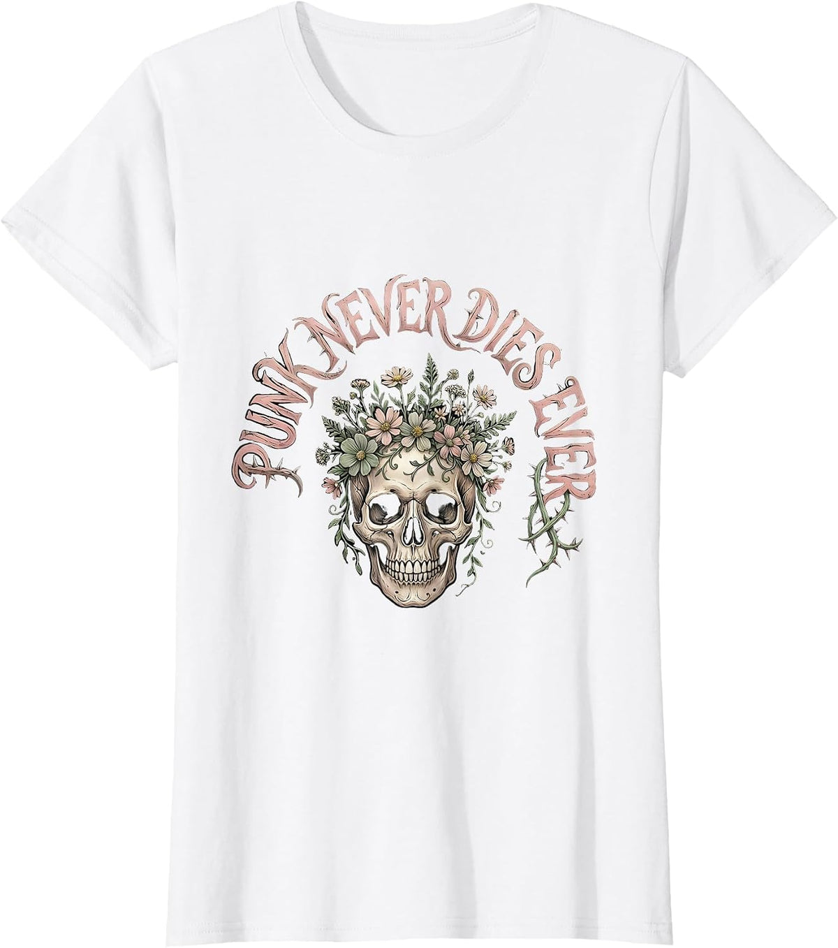 Punk Never Dies Ever Bold Rebellion Design T-Shirt - White