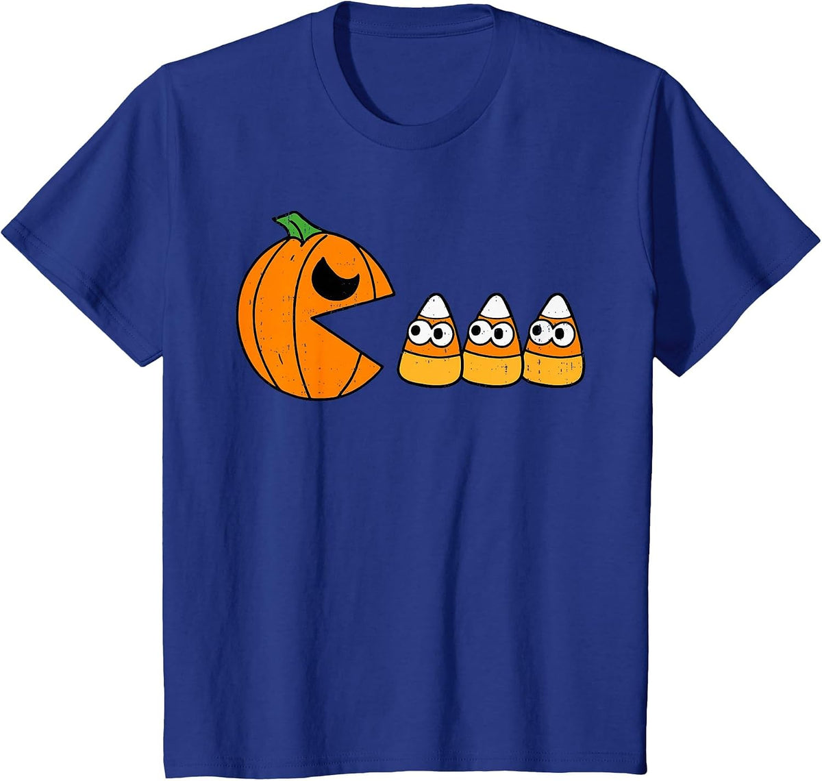 Pumpkin Eating Candy Gamer Halloween Gaming Game Boys Teens T-Shirt - Royal Blue