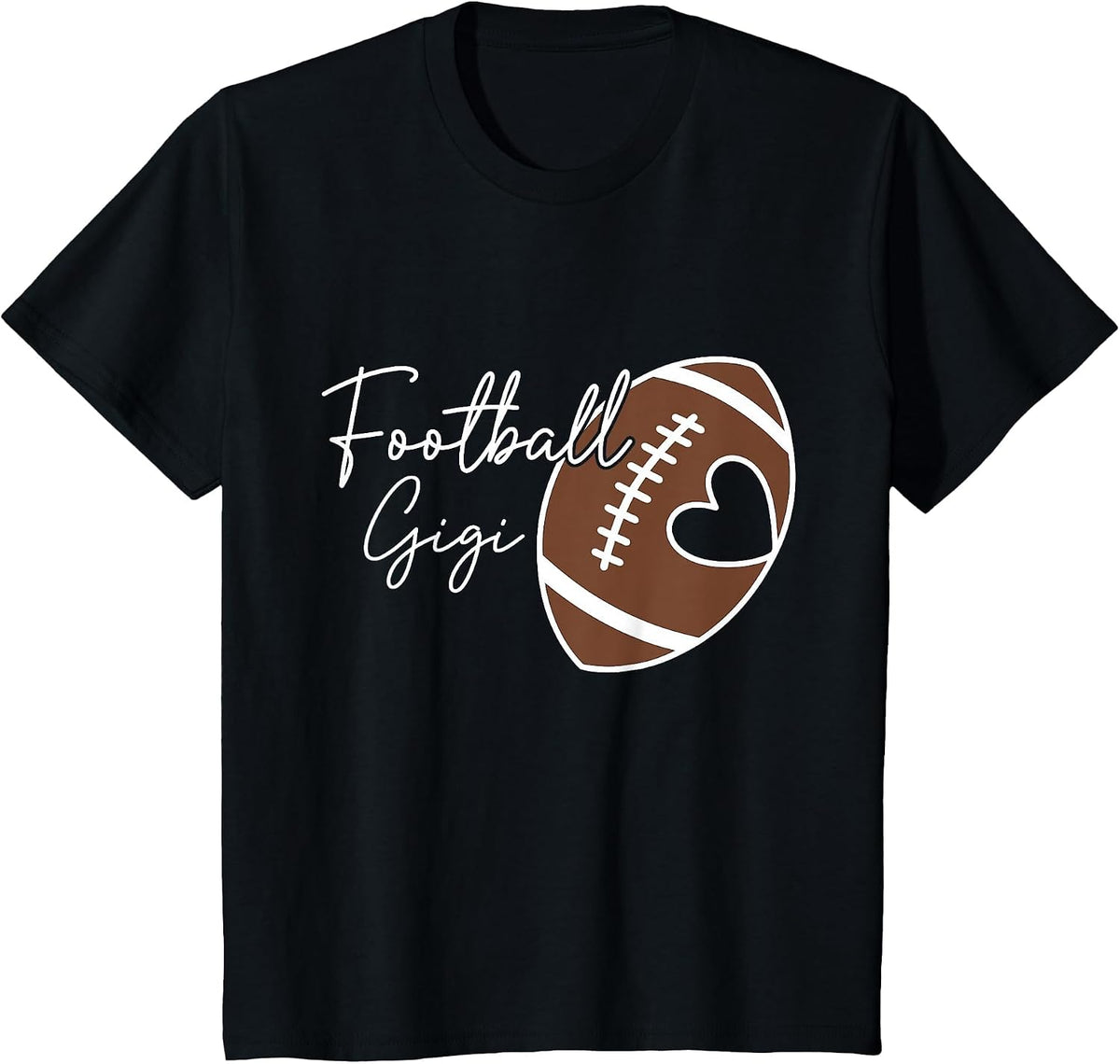Football Gigi Love Football Player Heart T-Shirt - Black