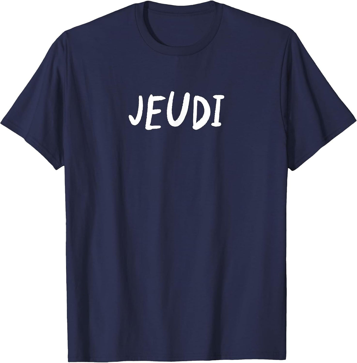 Thursday Day of Week Simple Lettering Tee in French-Jeudi T-Shirt - Navy Blue