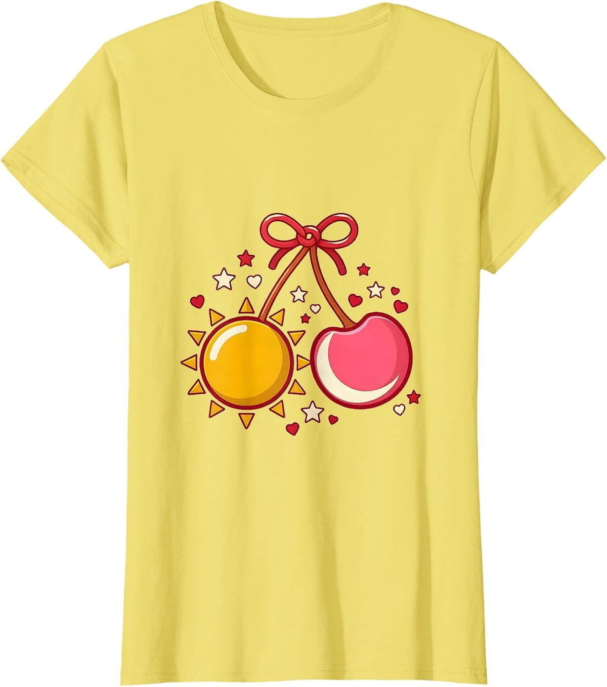 Women's 21st Birthday Celestial Sun Moon Fusion Design T-Shirt - Lemon Yellow