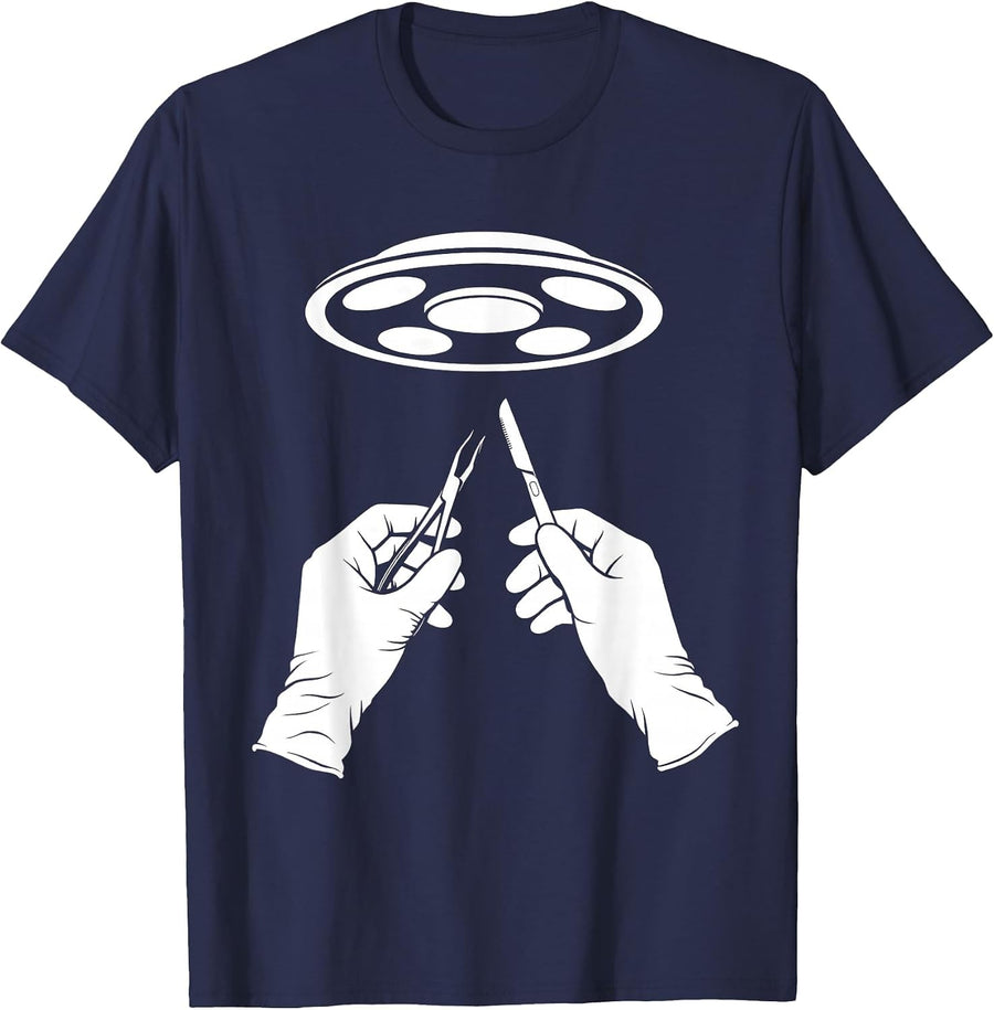 Surgeon Hands Operation Spotlight Emergency Tee T-Shirt - Navy Blue
