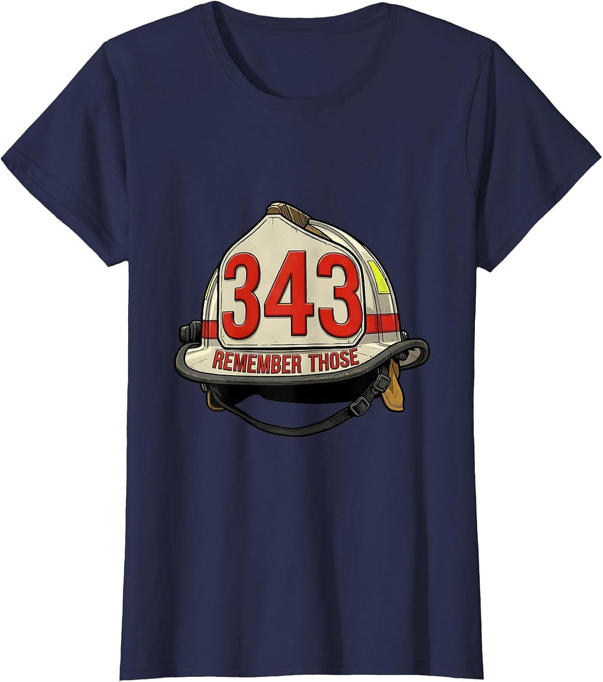 Women's Remember Those 343 Firefighter Pride Memorial Tribute T-Shirt - Navy Blue