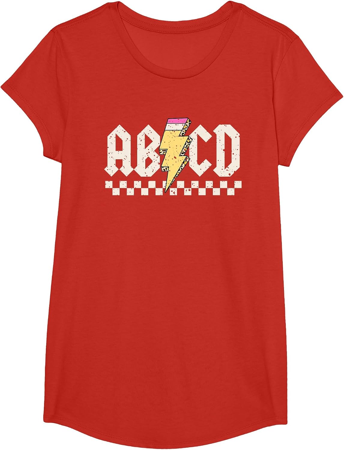 Boys Girls Teachers ABCD Rock Graphic Back to School Class T-Shirt - Girls Red