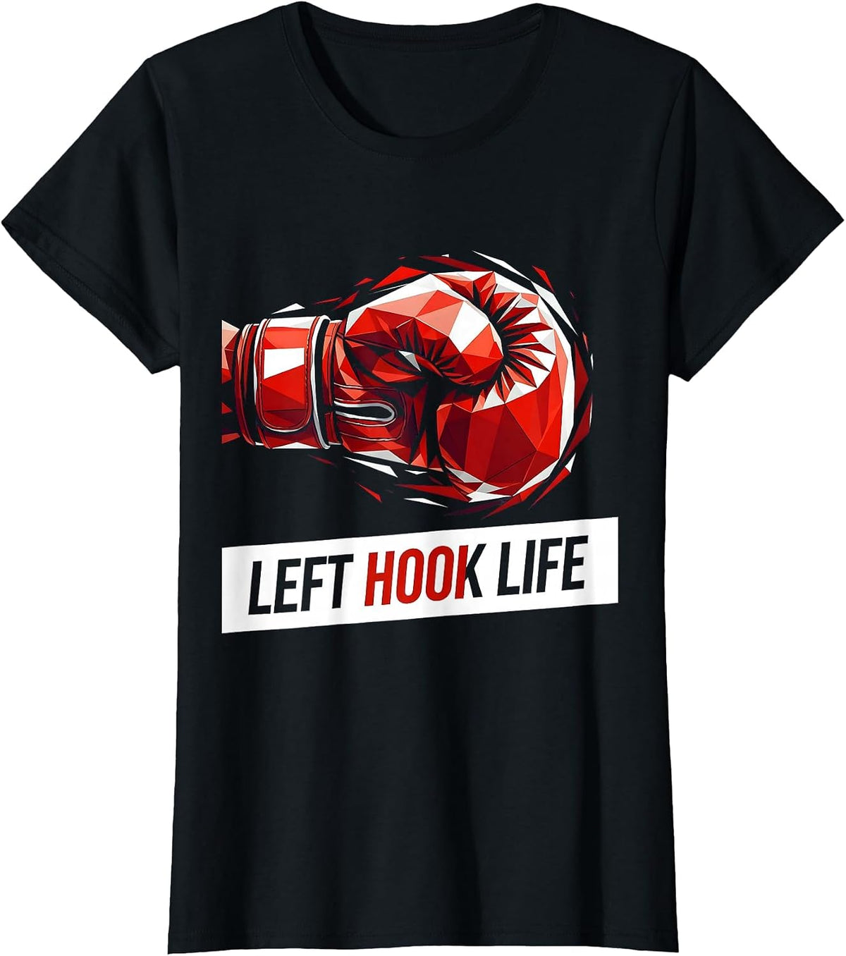 Left Hook Life Boxing Graphic Design T-Shirt - Black