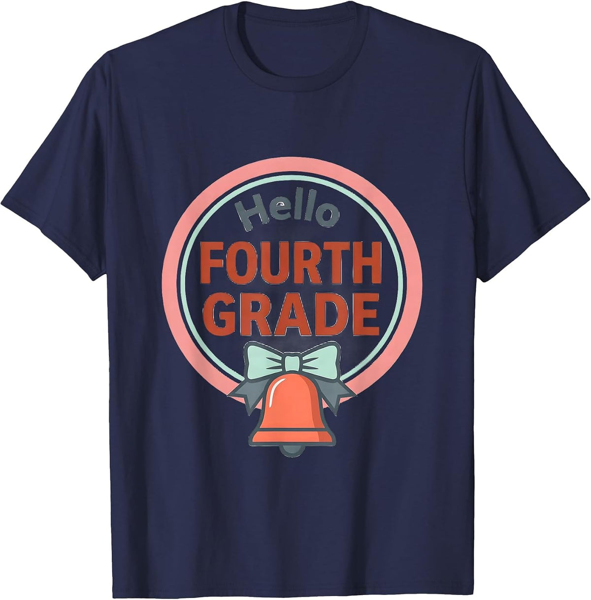 Men's Hello Fourth Grade Sweet Girly Coquette Back To School First T-Shirt - Navy Blue