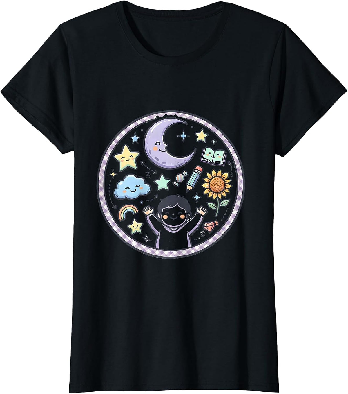 Down Syndrome Awareness Child Stargazing Design T-Shirt - Black