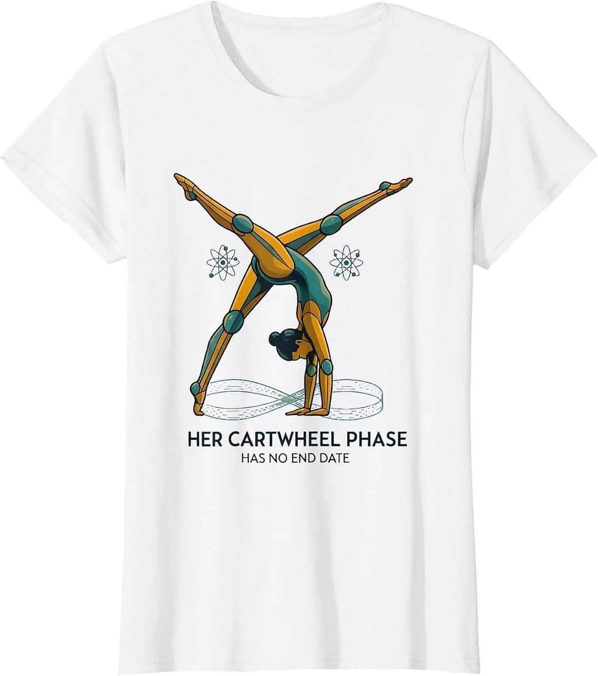 Her Cartwheel Phase Has No End Date Retro Gymnast Girl T-Shirt - White