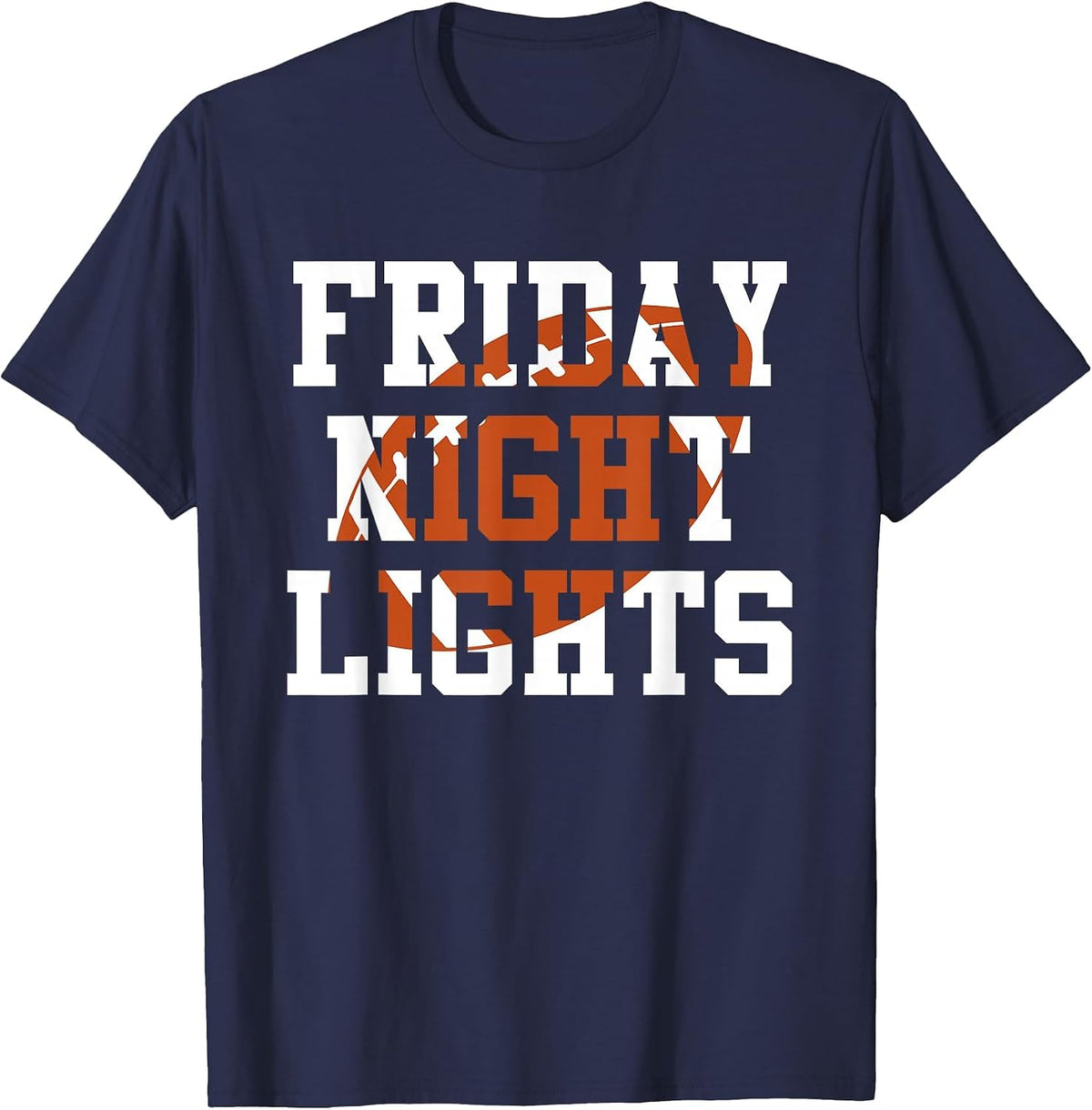 Vintage Retro Friday Night Lights Football Player Fans T-Shirt - Navy Blue