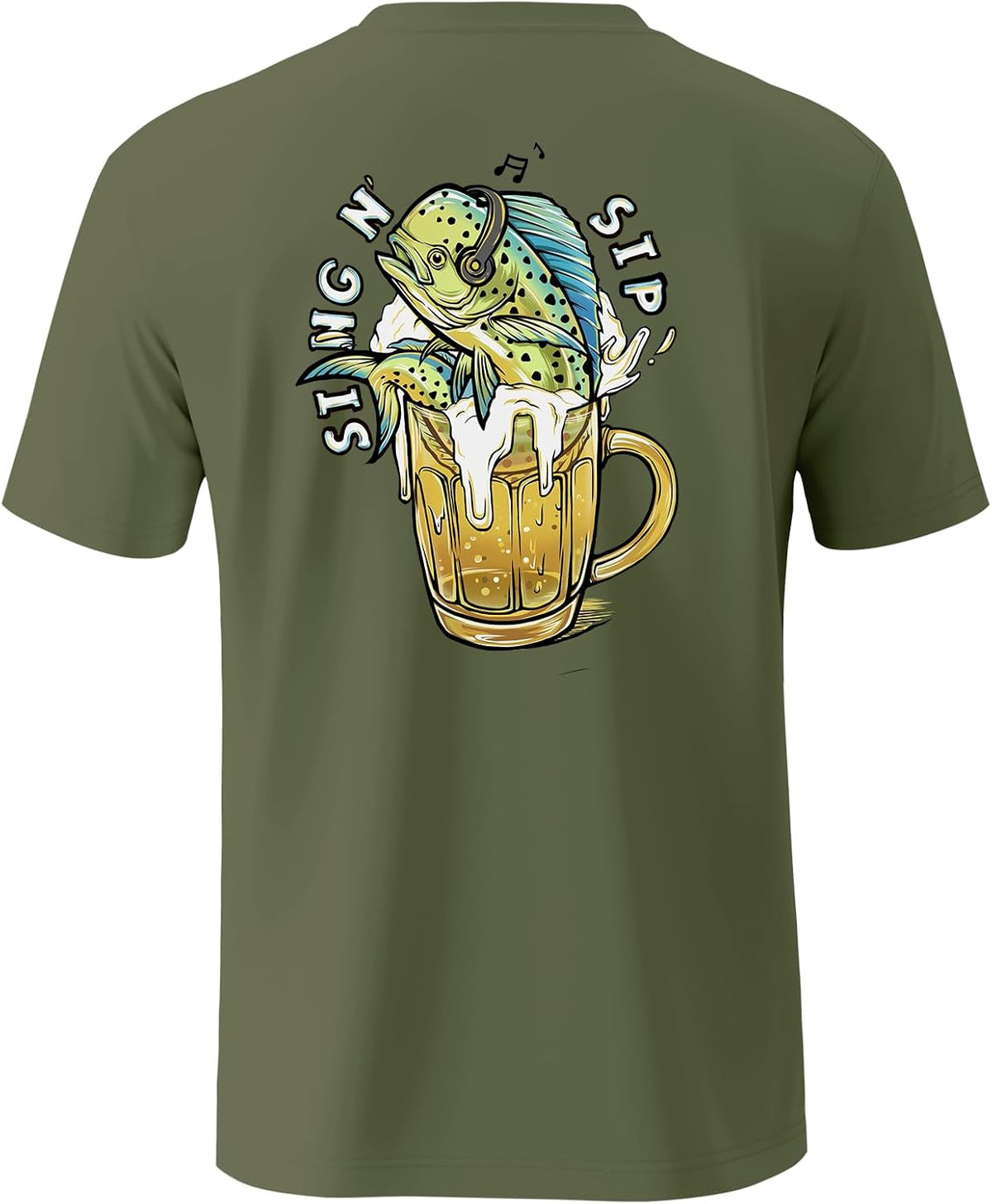 Palmyth Fishing Shirts for Men UPF 50+ Short Sleeve Quick-Dry T-Shirt - Military \/ Sing Sip