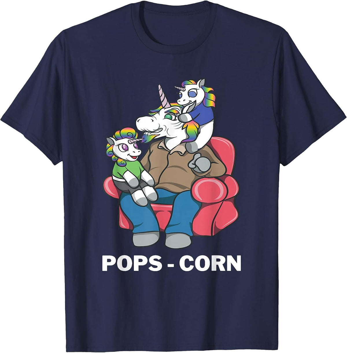 Grandpa Pops Unicorn Old Dadacorn Grandpacorn with Toddlers T-Shirt - Navy Blue