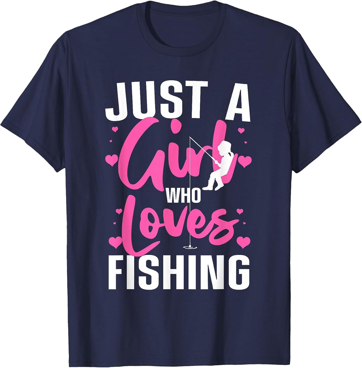 Fun Fishing Design for Girls Women Kids Fishermen Fish Lovers T-Shirt - Navy Blue