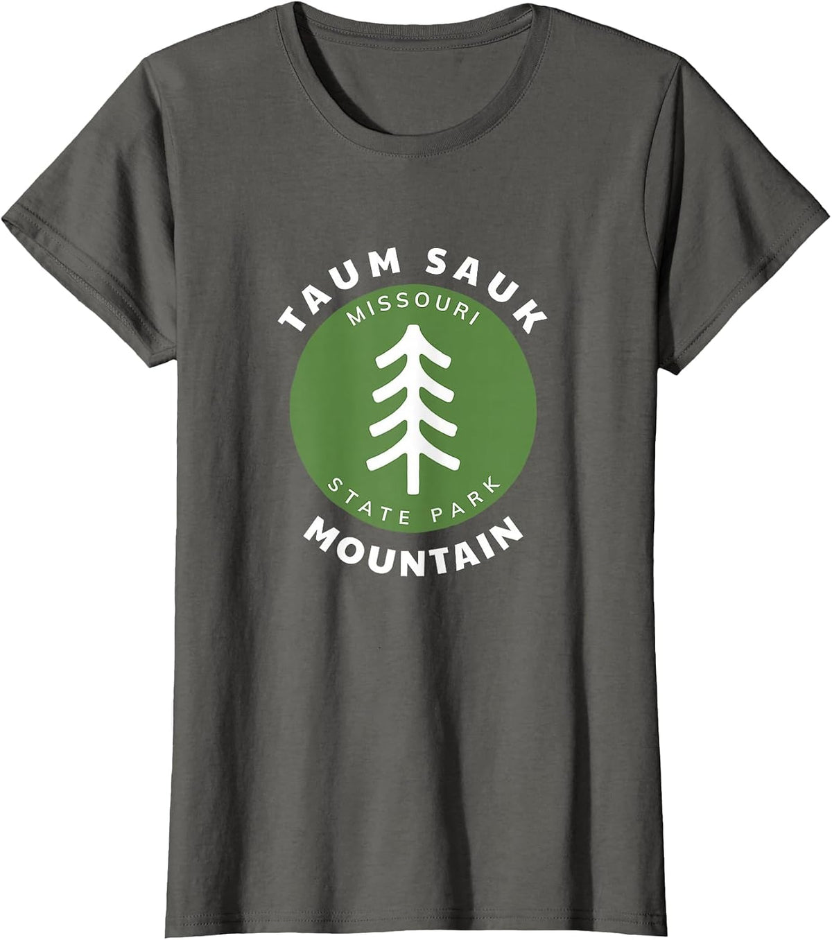 Taum Sauk Mountain State Park Missouri MO Forest Tree Badge T-Shirt - Asphalt Grey