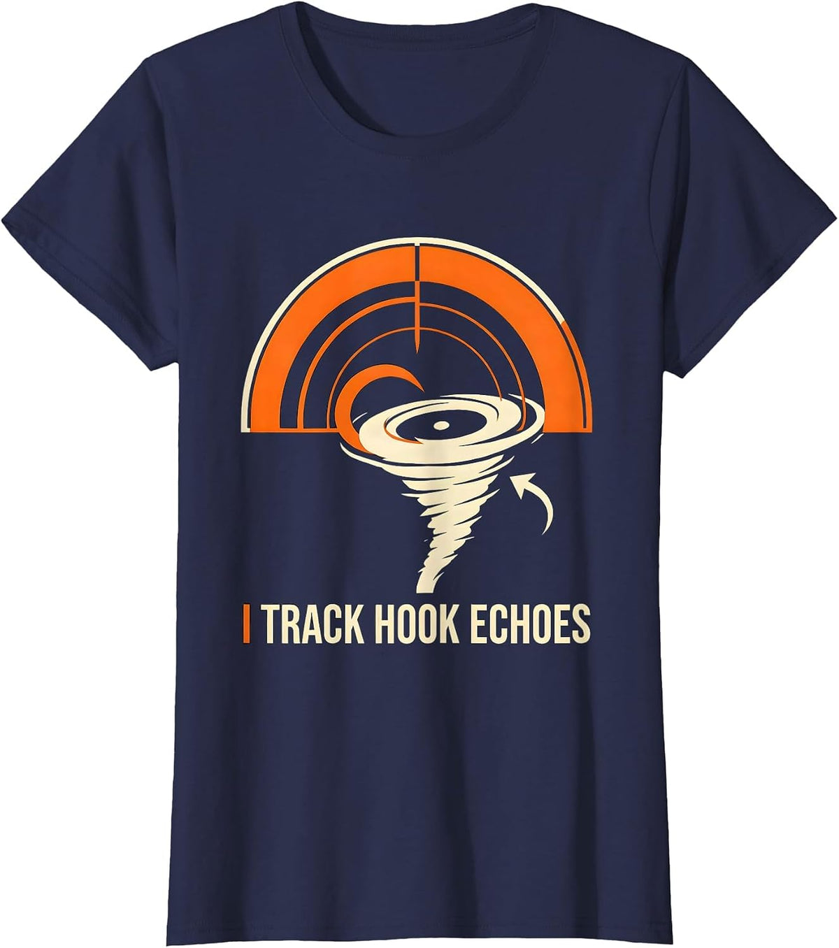 Women's I Track Hook Echoes Stencil Graphic Storm Chaser Meteorology T-Shirt - Navy Blue