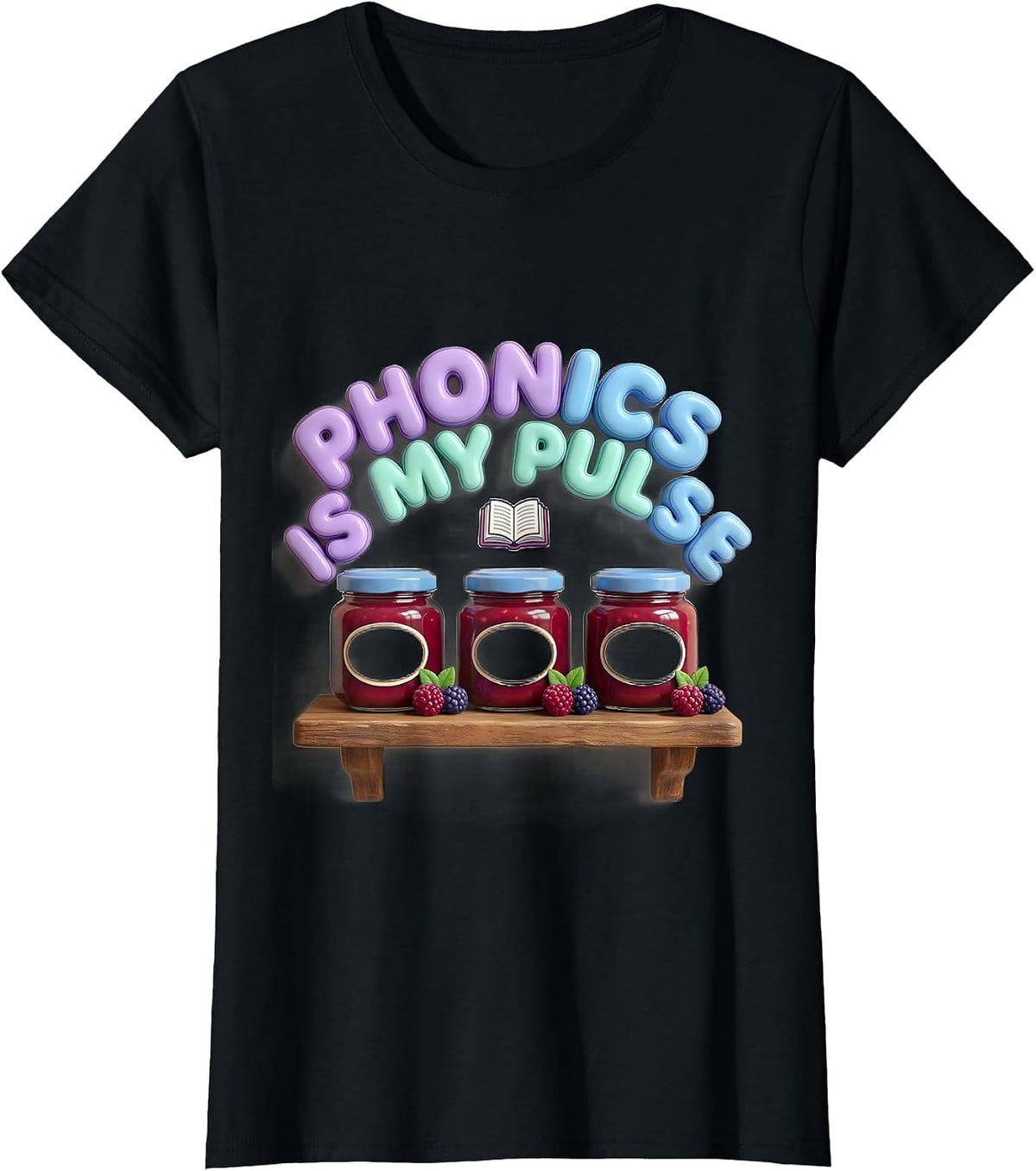 Phonics Is My Pulse Cute Kawaii Reading Teacher Literacy T-Shirt - Black