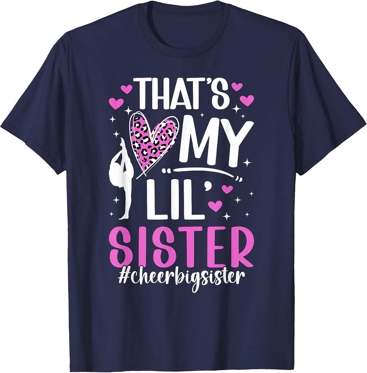 Cheer Big Sister Proud Cheerleader Big Sister T-Shirt - Navy Blue
