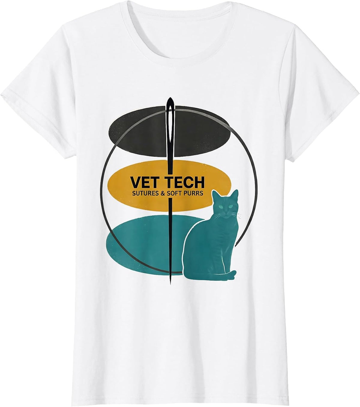 Vet Tech, Sutures & Soft Purrs Midcentury Modern Vet Worker T-Shirt - White