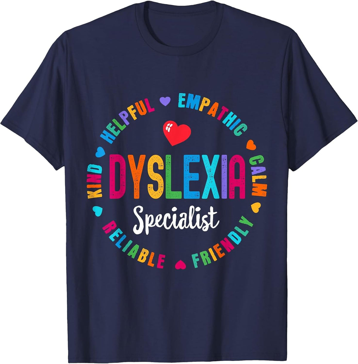 School Support Dyslexia Specialist Teacher Squad Reading T-Shirt - Navy Blue