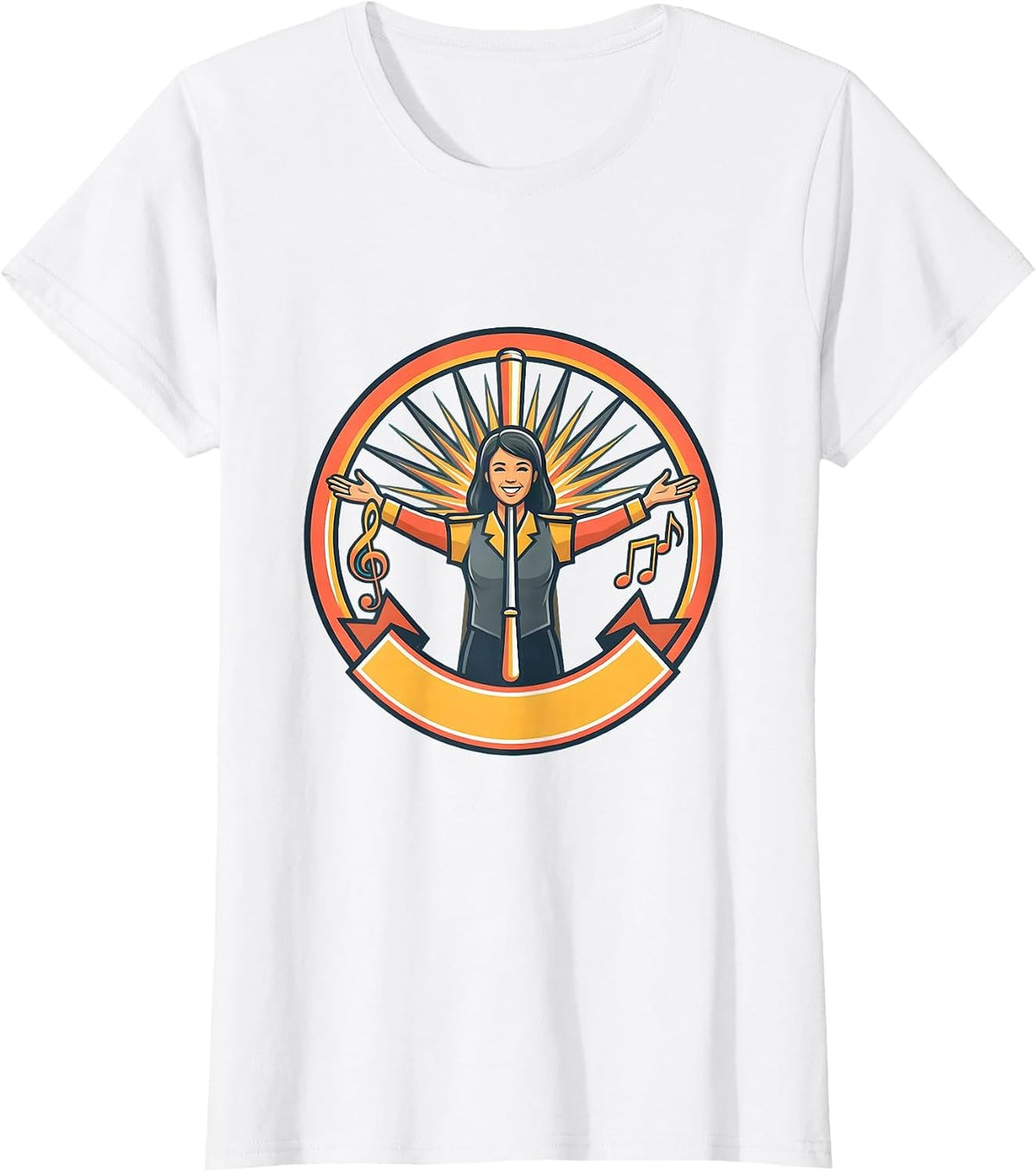 Band Mom Drum Major Baton Graphic T-Shirt - White