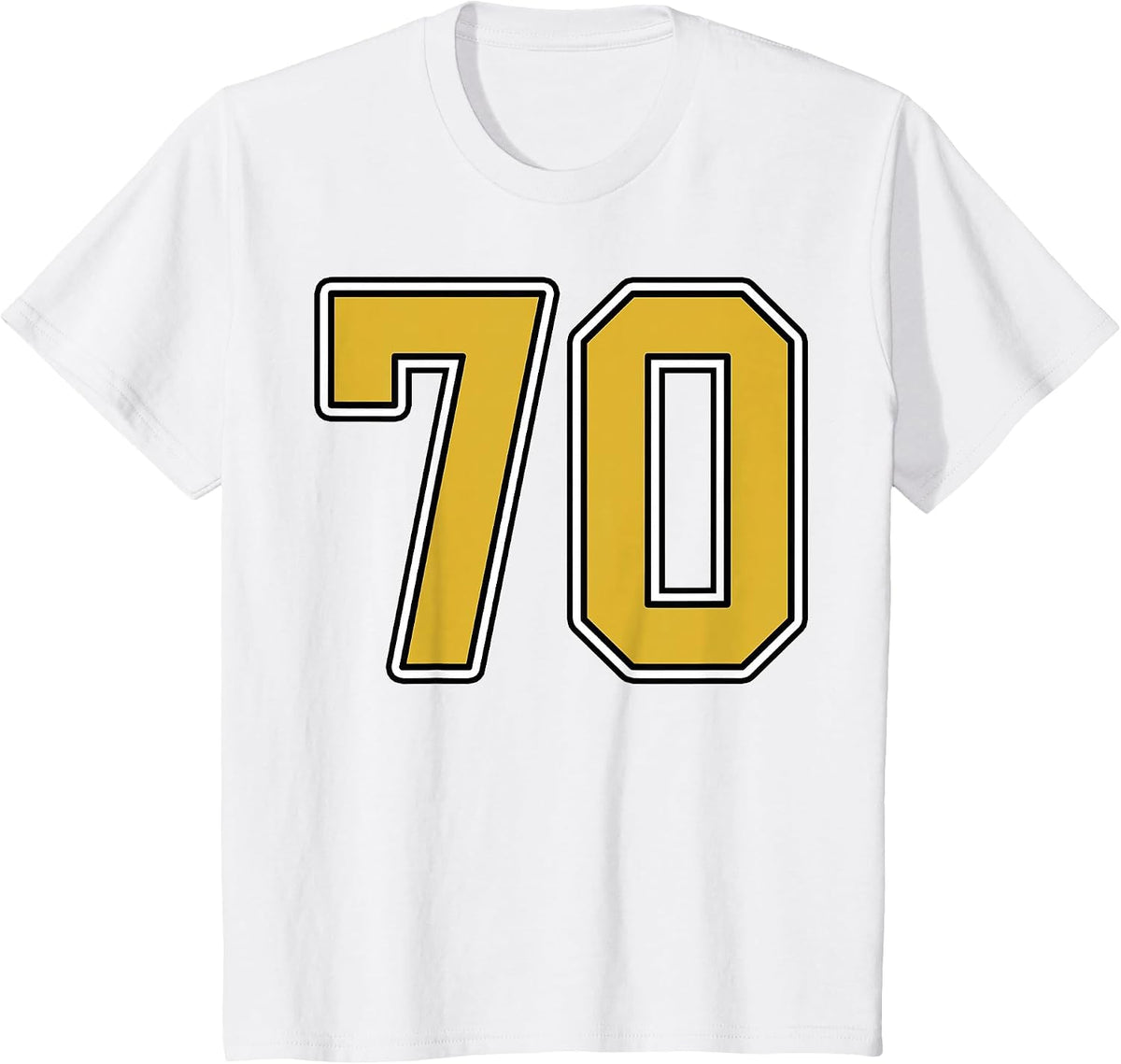 Old Gold Black White Sports Number 70 Jersey Uniform Player T-Shirt - White