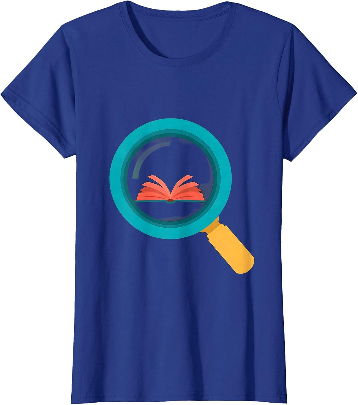 Women's 4th Grade Teacher Magnifying Glass Book Design T-Shirt - Royal Blue