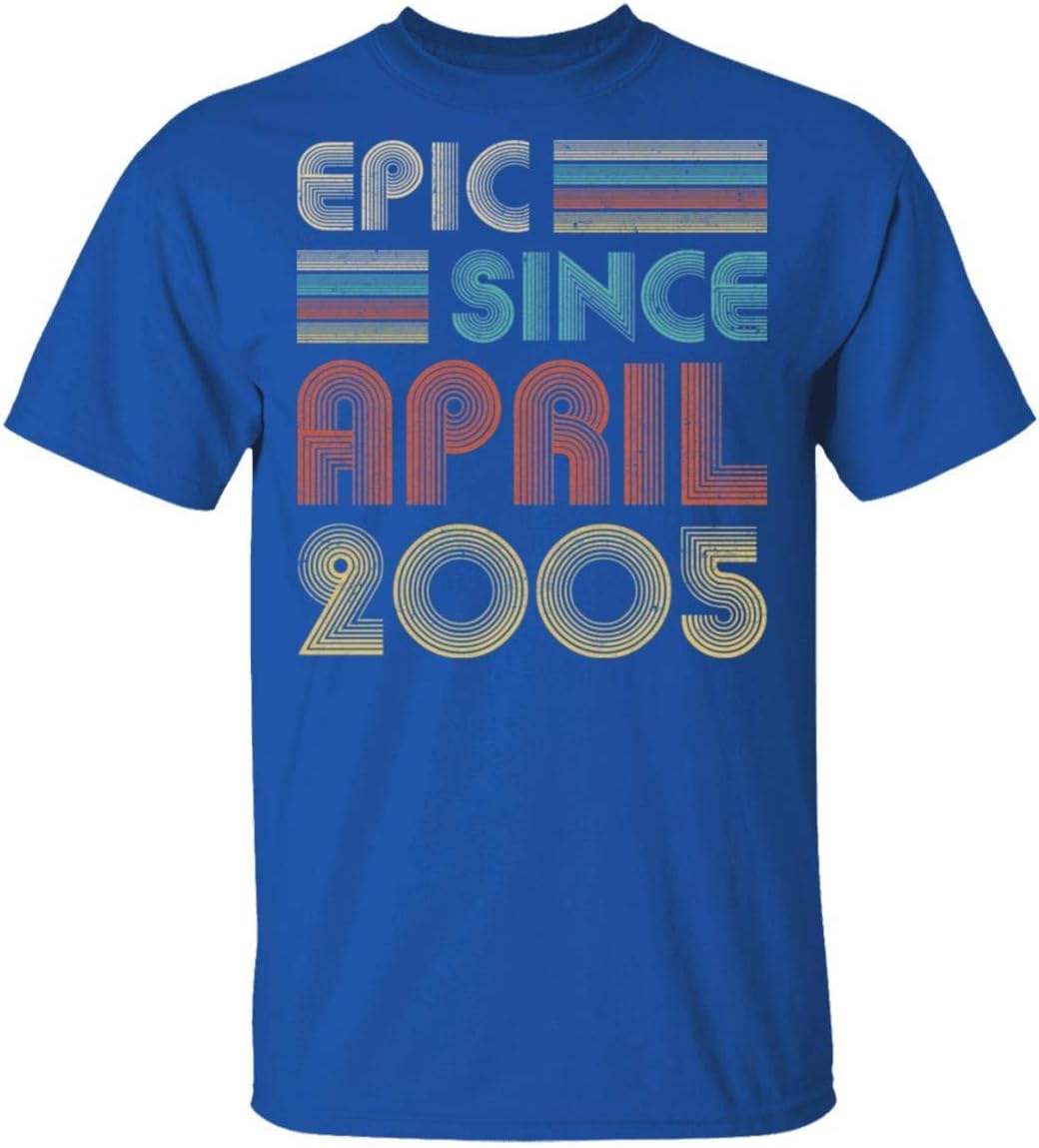Epic Since April 2005 Vintage 21st Birthday Shirt Short Sleeve Tee - Royal