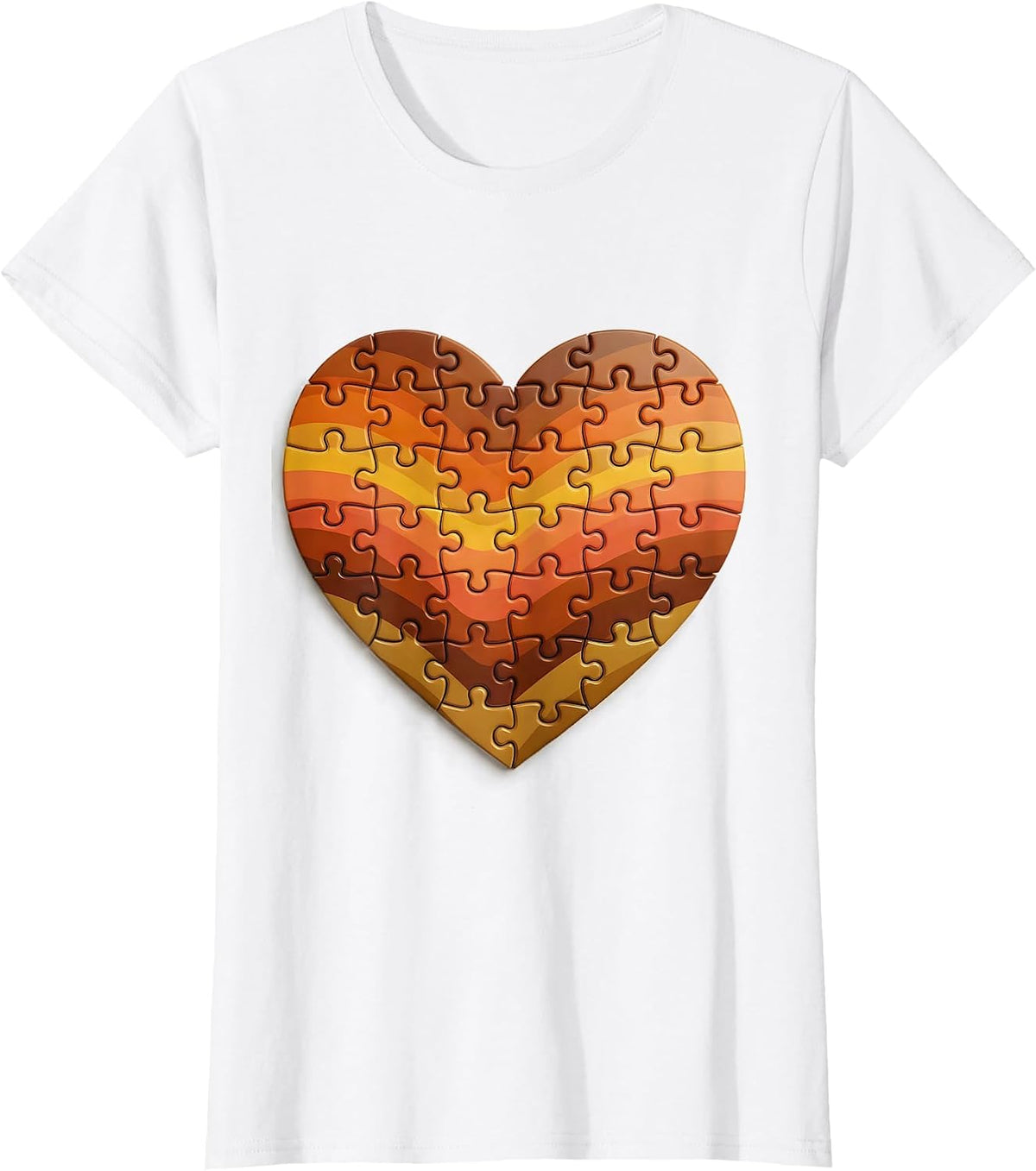 Women's Down Syndrome Awareness Puzzle Piece Heart T-Shirt - White