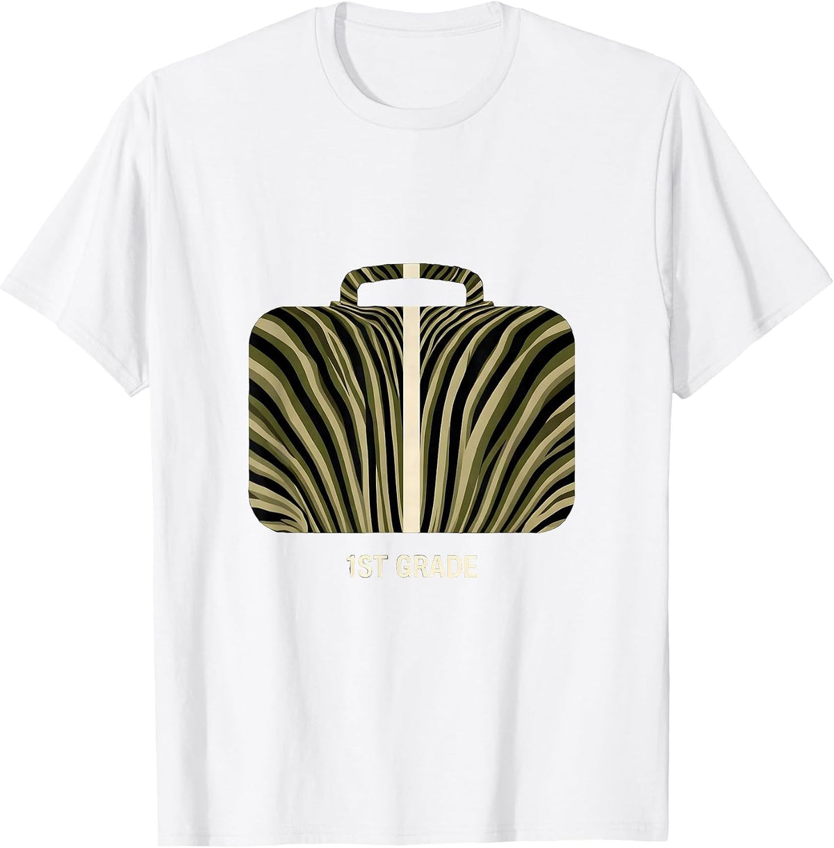 Men's 1st Grade Zebra Print Lunchbox Back To School Boy T-Shirt - White