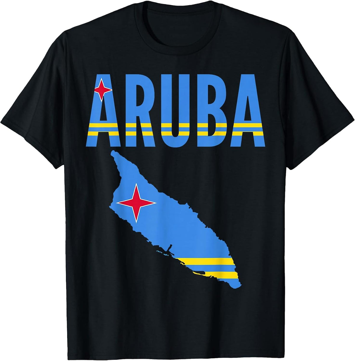 Aruban - Aruba Country Map Flag T-Shirt - Black