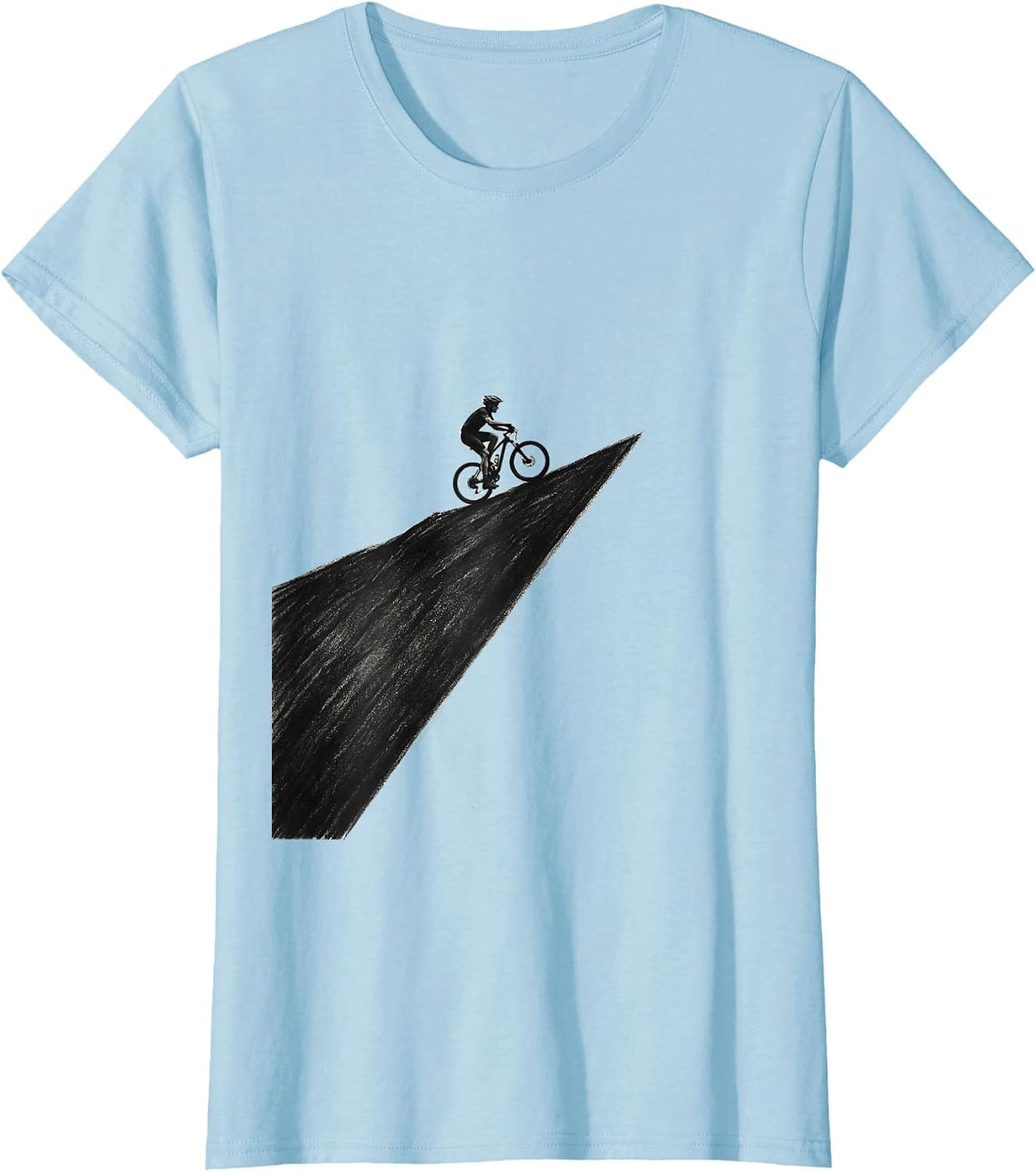 Cyclist Silhouette Mountain Summit Climbing T-Shirt - Baby Blue