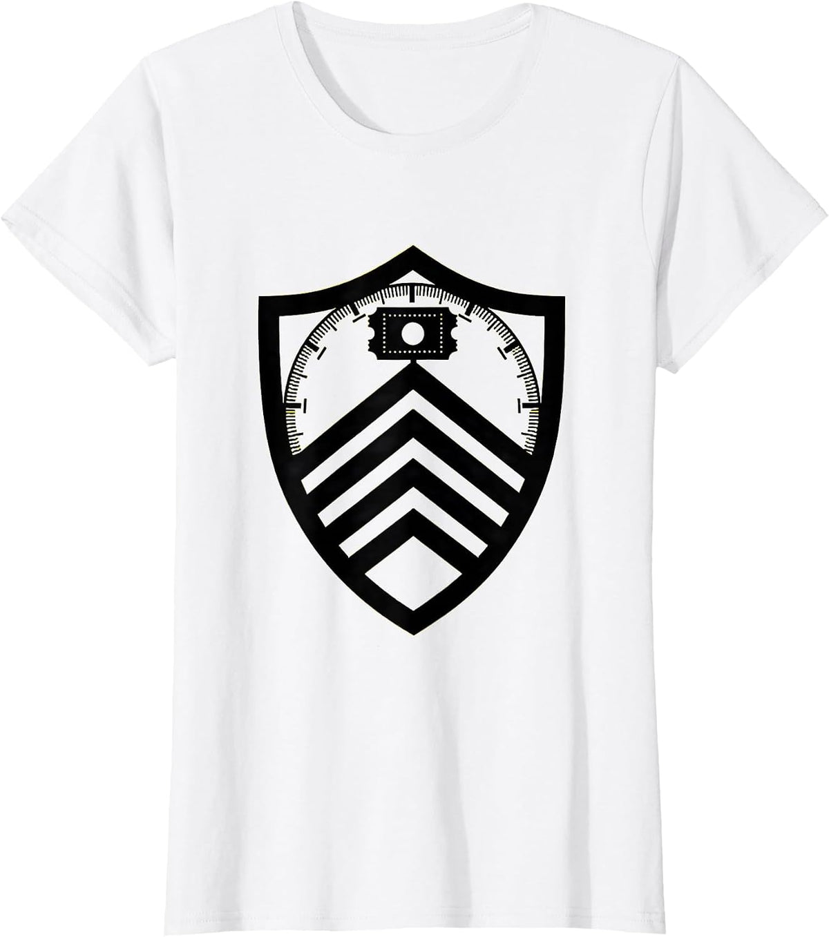 Women's Shield Seal Stencil Graphic Nerds IT Humor T-Shirt - White