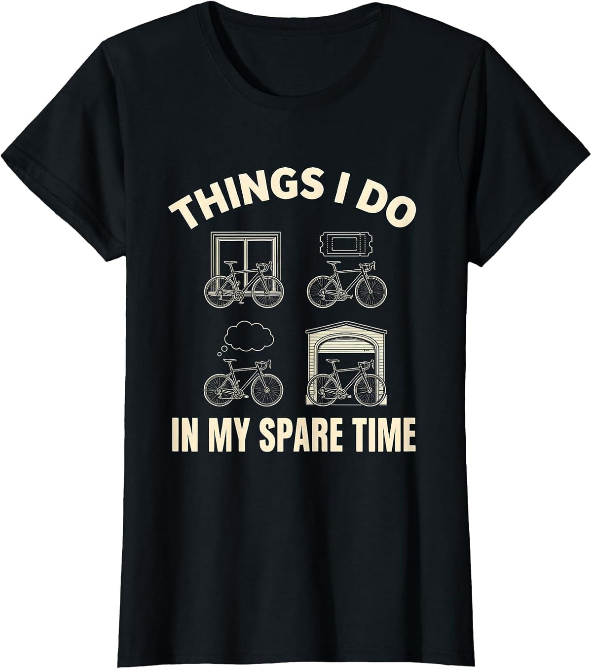 Things I Do In My Spare Time Funny Biker Motorcycle Cycling T-Shirt - Black