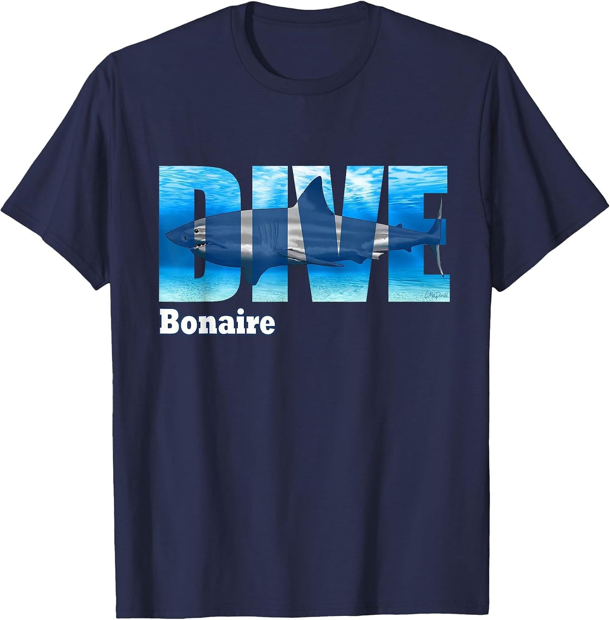 Dive Bonaire Scuba Diving Snorkeling T-Shirt - Navy Blue