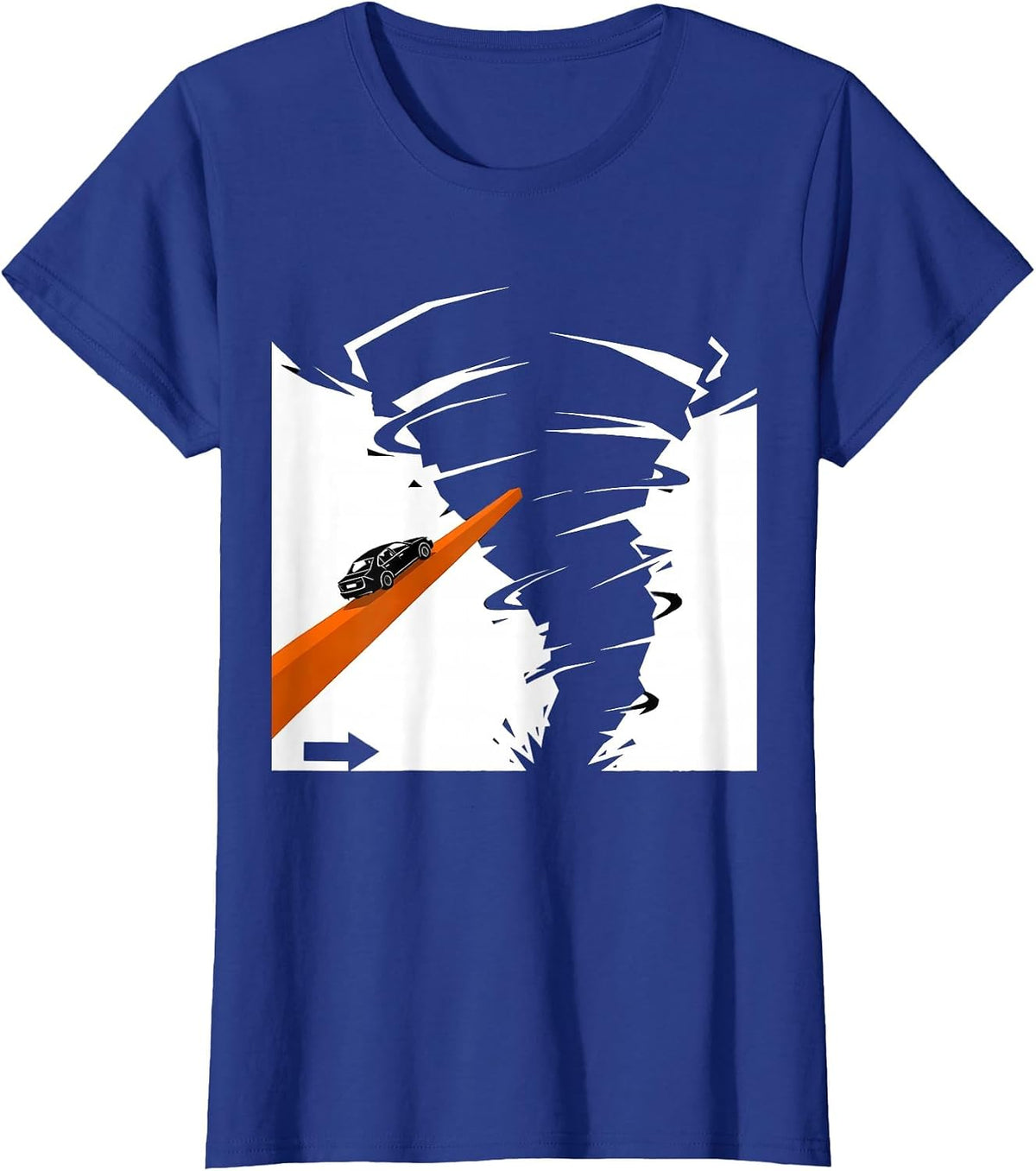 Women's Tornado Funnel Brutalist Graphic Storm Chaser Meteorology T-Shirt - Royal Blue