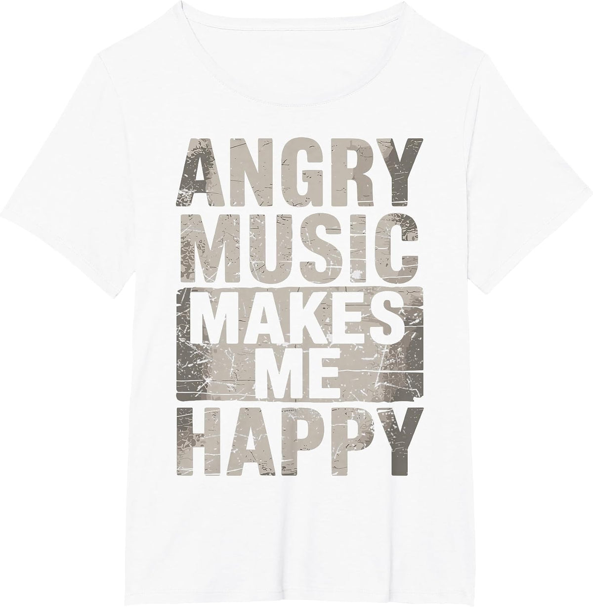 Angry Music Makes Happy Tee Extreme Death Heavy Metal Fan T-Shirt - White