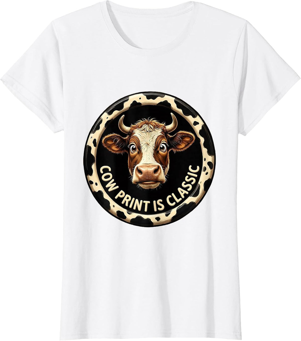 Cow Print Is Classic Bold Animal Pattern Design T-Shirt - White