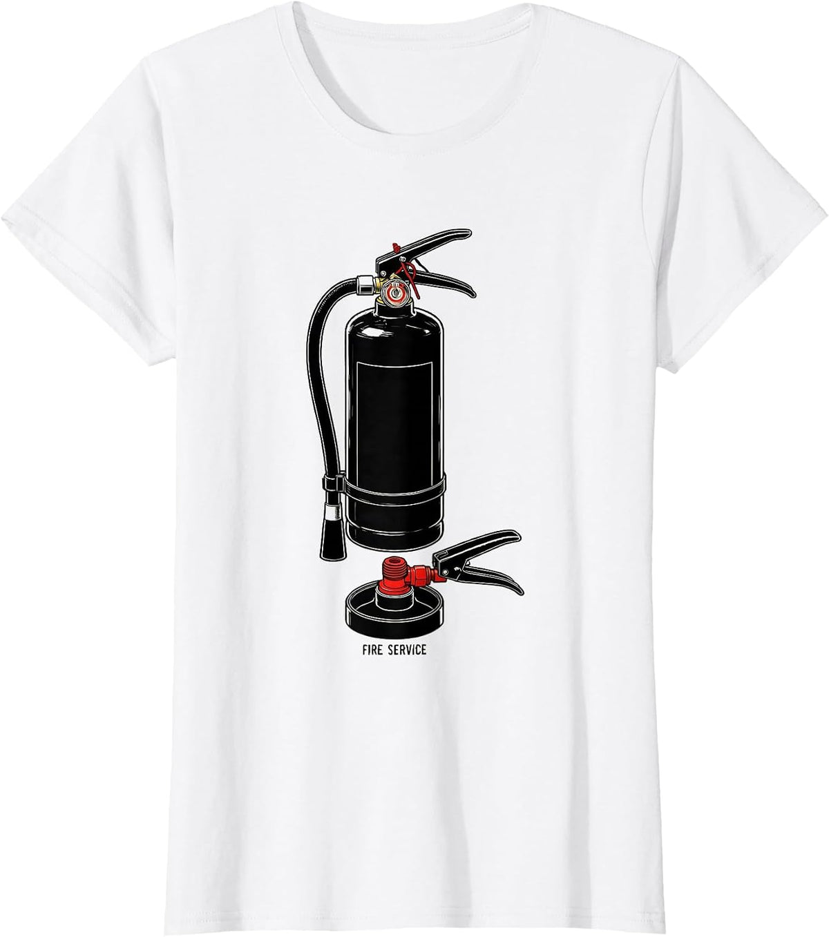 Women's Fire Service Exploded View Technical Firefighter Humor Gift T-Shirt - White